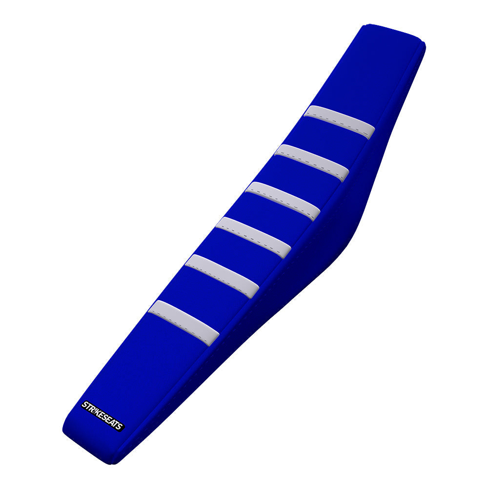 Funda de asiento acanalada con agarre para Yamaha YZ125 02-21 /YZ250 02-21 BLANCA/AZUL/AZUL