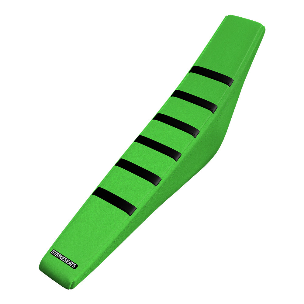 Funda de asiento acanalada con agarre para Kawasaki KX85 14-23/KX100 14-21/KX112 22-23 NEGRO/VERDE/VERDE